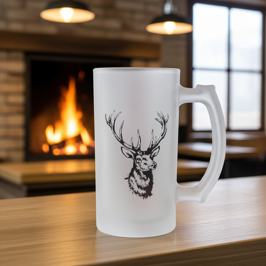 Personalisierbarer Bierkrug aus Milchglas