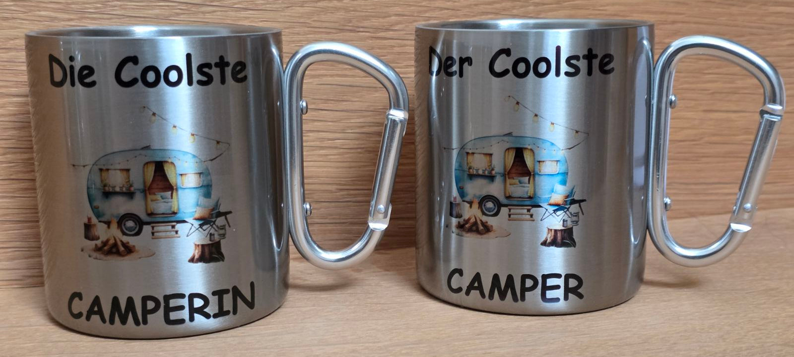 Edelstahltassen mit Karabiner
