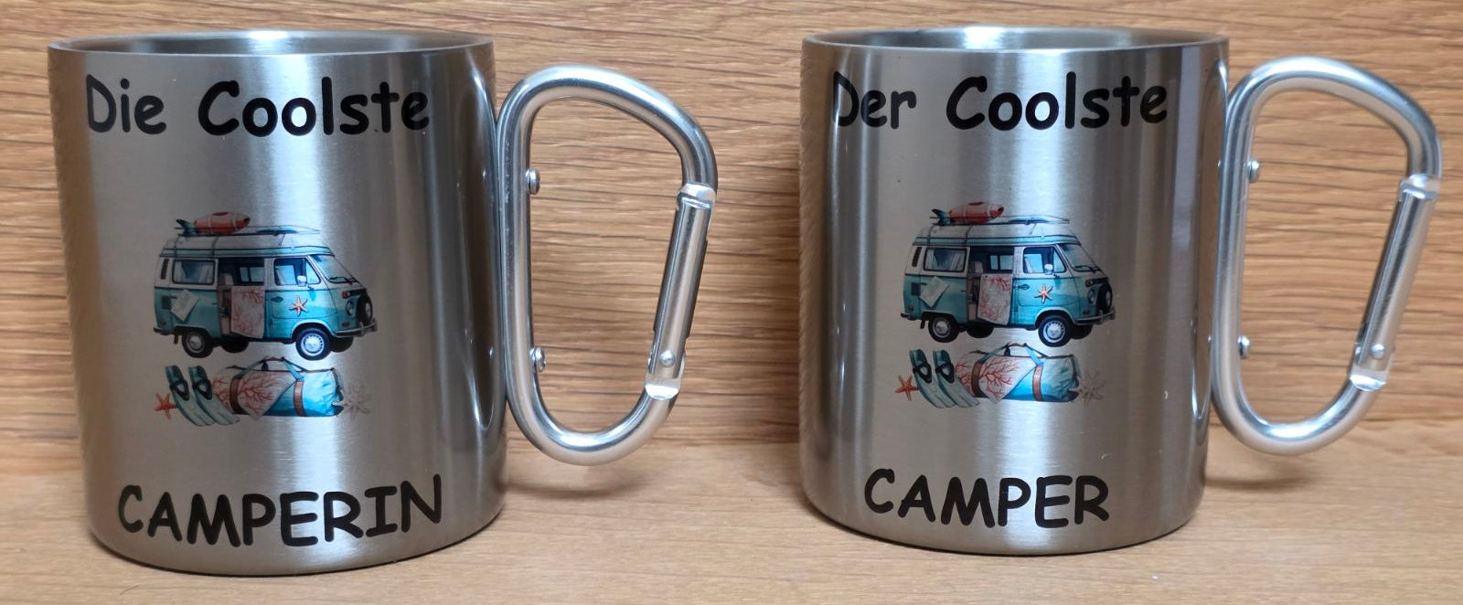 Edelstahltassen mit Karabiner