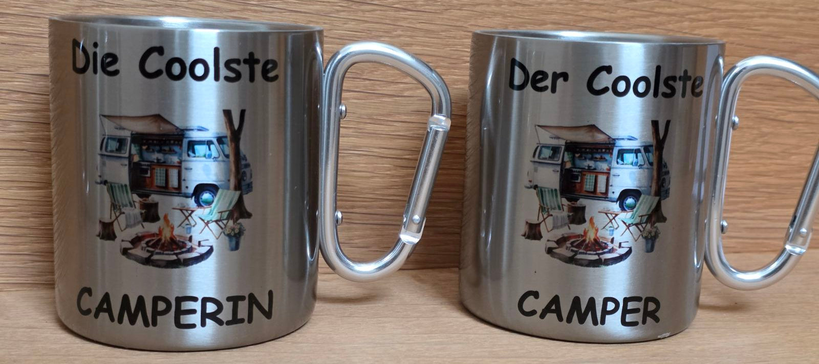 Edelstahltassen mit Karabiner